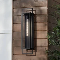 Possini Euro Design Jericho Modern Outdoor Wall Light Fixture Textured Black Steel 28" Clear Glass For Post Exterior Barn Deck House Porch Yard Patio -Possini Euro Design GUEST 3c155a0a 18cd 4cc8 b304 9aab41476256