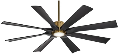 60" Possini Euro Design Defender Modern Indoor Outdoor Ceiling Fan With Dimmable LED Light Remote Soft Brass Matte Black Damp Rated For Patio Exterior 8 60" Possini Euro Design Defender Modern Indoor Outdoor Ceiling Fan With Dimmable LED Light Remote Soft Brass Matte Black Damp Rated For Patio Exterior - Image 6