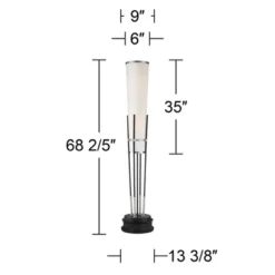 Possini Euro Design Flute Modern Torchiere Floor Lamp With Riser 68 1/2" Tall Satin Black Brushed Nickel White Linen Shade For Living Room Bedroom -Possini Euro Design GUEST 3cfc7694 0a93 4bad a4d8 9e27b0741d1f