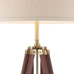 Possini Euro Design Serveyor Modern 57 1/2" Tall Tripod Floor Lamp Smart Socket Cherry Wood Brass Adjustable Beige Shade For Living Room -Possini Euro Design GUEST 3d513e0b e808 4f63 92e3 b58440e8bc22