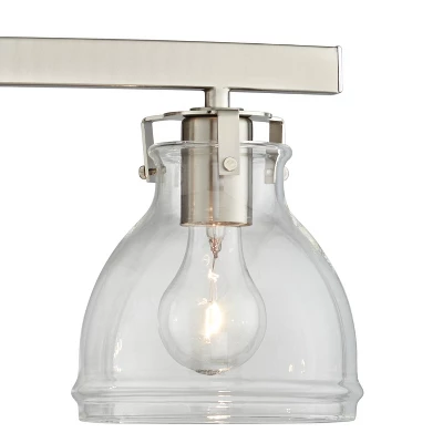 Possini Euro Design Bellis Modern Industrial Wall Light Brushed Nickel Hardwire 23 1/2" 3-Light Fixture Clear Glass For Bedroom Bathroom Vanity House 4 Possini Euro Design Bellis Modern Industrial Wall Light Brushed Nickel Hardwire 23 1/2" 3-Light Fixture Clear Glass For Bedroom Bathroom Vanity House - Image 2
