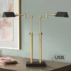 Possini Euro Design Keegan Modern Desk Lamp 24" High Warm Brass With Dual USB Charging Ports LED Adjustable Black Shade For Bedroom Living Room Desk -Possini Euro Design GUEST 3eee9f3d 3b75 4637 9297 f0ce197a1e50