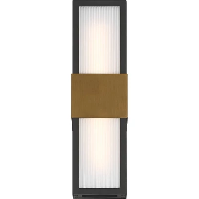 Possini Euro Design Possini Euro Radford 18"H Sand Black And Brass LED Outdoor Wall Light 6 Possini Euro Design Possini Euro Radford 18"H Sand Black And Brass LED Outdoor Wall Light - Image 4