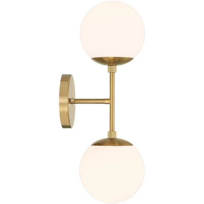 Possini Euro Design Oso Modern Wall Light Sconce Soft Gold Hardwire 6" 2-Light Fixture Opal Glass Orb Shade For Bedroom Bathroom Living Room House 8 Possini Euro Design Oso Modern Wall Light Sconce Soft Gold Hardwire 6" 2-Light Fixture Opal Glass Orb Shade For Bedroom Bathroom Living Room House - Image 6