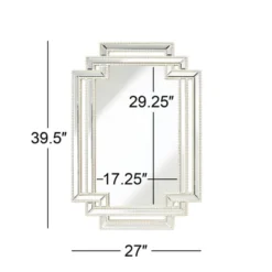Possini Euro Design Erte Rectangular Vanity Wall Mirror Modern Beveled Silver Leaf Beaded Openwork Frame 27" Wide For Bathroom Bedroom Living Room -Possini Euro Design GUEST 40158ac7 d475 48c9 b957 cb9a930337e4