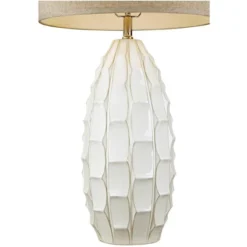 Possini Euro Design Cosgrove Modern Mid Century Table Lamp 32 3/4" Tall White Glazed Ceramic Beige Fabric Drum Shade For Bedroom Living Room Bedside -Possini Euro Design GUEST 4071ce30 3ef3 4f98 9390 6f7c7f7a79d4