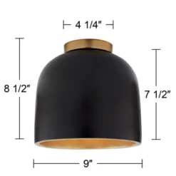 Possini Euro Design Merrick Modern Industrial Ceiling Light Flush Mount Fixture 9" Wide Black Gold For Bedroom Kitchen Living Room Hallway Bathroom -Possini Euro Design GUEST 408324ca 13a5 45b8 8ebf ff634051194e
