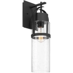 Possini Euro Design Caramela 20" High Modern Outdoor Wall Light Fixture Mount Porch House Exterior Outside Weatherproof Black Metal Clear Glass Shade -Possini Euro Design GUEST 41859cc5 c1c4 45fc be5c e1f578a5df27