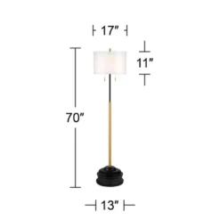 Possini Euro Design Roxie Modern Floor Lamp With Riser 65 1/2" Tall Brass Black Metal Sheer Linen Double Drum Shade For Living Room Bedroom Office -Possini Euro Design GUEST 42578b79 4448 4bbc a6ef e922883a43ee