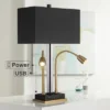 Possini Euro Design Griffin Modern Gooseneck Desk Lamp 31" Tall Gold With USB Charging Port Black Metal Rectangular Shade For Bedroom Living Room Kids -Possini Euro Design GUEST 42a67d7a 4b17 4e08 9d91 0c00812f1179
