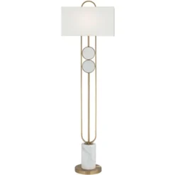 Pacific Coast Lighting Disc Modern 68" Tall Standing Floor Lamp Marble Gold Finish Living Room Bedroom House Reading Office Rectangle White Shade -Possini Euro Design GUEST 42da8a02 4ee8 44f6 8a56 279256ae0740