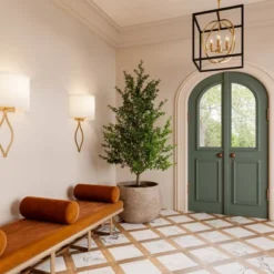 Possini Euro Design Sian Modern Wall Light Sconces Set Of 2 Warm Brass Hardwired 10" Fixture White Half-Moon Linen Shade For Bedroom -Possini Euro Design GUEST 430e6938 85fd 4255 a63a 193d2d478574