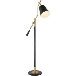 Possini Euro Design Modern Pharmacy Floor Lamp 54" Tall Matte Black Warm Gold Adjustable Metal Shade For Living Room Reading House -Possini Euro Design GUEST 4335ad53 a63c 46ae 8708 a3dbcc88ea94