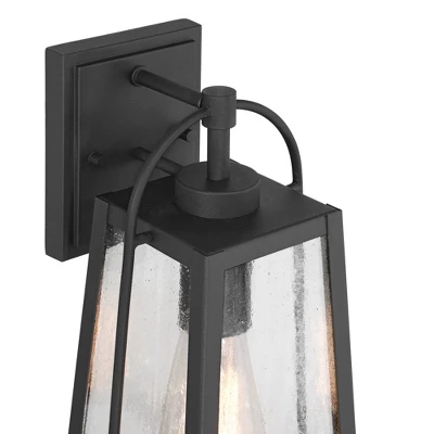 Possini Euro Design Woodley 13" High Modern Outdoor Wall Light Fixture Mount Porch House Set Of 2 Weatherproof Sand Black Aluminum Seeded Glass Shade 4 Possini Euro Design Woodley 13" High Modern Outdoor Wall Light Fixture Mount Porch House Set Of 2 Weatherproof Sand Black Aluminum Seeded Glass Shade - Image 2