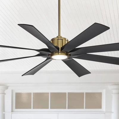 60" Possini Euro Design Defender Modern Indoor Outdoor Ceiling Fan With Dimmable LED Light Remote Soft Brass Matte Black Damp Rated For Patio Exterior 3 60" Possini Euro Design Defender Modern Indoor Outdoor Ceiling Fan With Dimmable LED Light Remote Soft Brass Matte Black Damp Rated For Patio Exterior