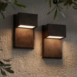 Possini Euro Design Lyons Modern Industrial Outdoor Wall Light Fixtures Set Of 2 Bronze Black Box Frame LED 8" For Post Exterior Barn -Possini Euro Design GUEST 43b8c2b4 c104 4c4d 8ab4 a2aa70ef19bd