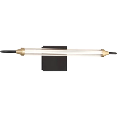 Possini Euro Design Nikola Industrial Wall Light Bar Matte Black Hardwire 23 1/2" LED Fixture Gold Accents For Bathroom Vanity 6 Possini Euro Design Nikola Industrial Wall Light Bar Matte Black Hardwire 23 1/2" LED Fixture Gold Accents For Bathroom Vanity - Image 4