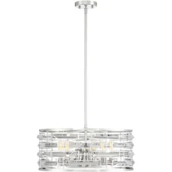 Possini Euro Design Smart Polished Nickel Chandelier 20" Wide Modern Drum Clear Crystal 6-Light Fixture For Dining Room House Foyer Kitchen Island -Possini Euro Design GUEST 454c71ec dca7 41f6 9157 abb34aa27ba3