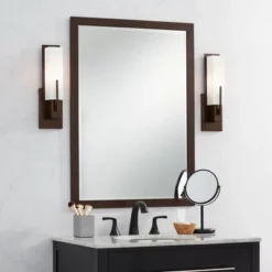 Possini Euro Design Metzeo Rectangular Vanity Wall Mirror Vintage Beveled Edge Oil Rubbed Bronze Metal Frame 26" Wide For Bathroom Bedroom Living Room -Possini Euro Design GUEST 469d48c7 60f3 4614 9b7c 4d367f7a7e00