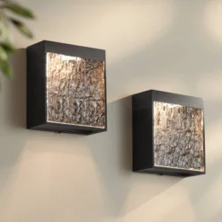 Possini Euro Design Possini Euro Sofia 8 1/2"H Black Glass LED Outdoor Wall Light Set Of 2