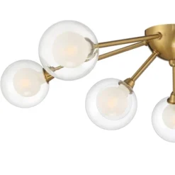 Possini Euro Design Spheres Modern Ceiling Light Flush Mount Fixture 28" Wide Warm Brass 9-Light LED Clear Globe Glass For Bedroom Kitchen Living Room -Possini Euro Design GUEST 4772bc4d 2bc9 44cc bcf3 2272d462bd50