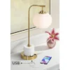 Possini Euro Design Barclay Modern Desk Lamp 23" High Warm Gold With USB Charging Port Frosted Glass Shade For Bedroom Living Room Bedside Office Kids