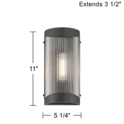 Possini Euro Design Possini Euro August 11" High Textured Black Outdoor Wall Light -Possini Euro Design GUEST 47d424d1 e647 4276 886b 3c172b0688c1
