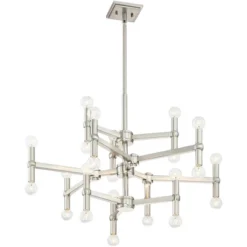Possini Euro Design Marya Brushed Nickel Chandelier 32" Wide Modern 24-Light Fixture For Dining Room House Foyer Kitchen Island Entryway Bedroom Home -Possini Euro Design GUEST 497b4b11 8bdc 43c8 a18f eb069cc0f9b7
