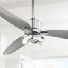 Possini Euro Design 56" Vengeance Modern Indoor Ceiling Fan 3 Blade LED Light Remote Control Chrome Finish Silver Blades Bedroom Living Room Kitchen -Possini Euro Design GUEST 49bf8abe 3f37 4c29 931f 5f2e45db5376
