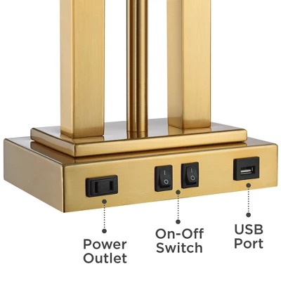 Possini Euro Design Possini Euro Deacon Brass Gooseneck Lamps With USB Port And Outlet Set Of 2 6 Possini Euro Design Possini Euro Deacon Brass Gooseneck Lamps With USB Port And Outlet Set Of 2 - Image 4
