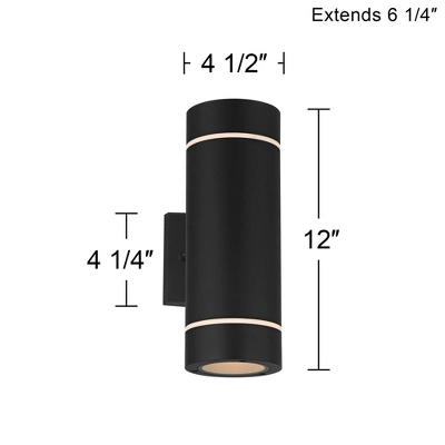 Possini Euro Design Wynnsboro 12" High Modern Outdoor Wall Light Fixture Mount Porch House Exterior Up/Down Set Of 2 Weatherproof Black Aluminum 5 Possini Euro Design Wynnsboro 12" High Modern Outdoor Wall Light Fixture Mount Porch House Exterior Up/Down Set Of 2 Weatherproof Black Aluminum - Image 3