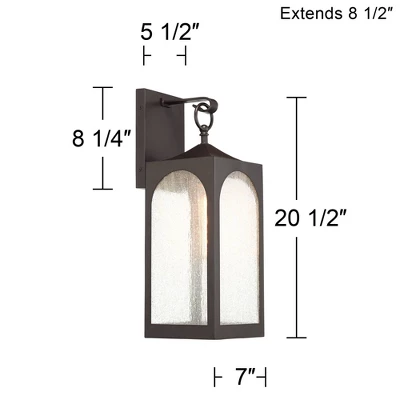 Possini Euro Design Tyne Modern Outdoor Wall Light Fixtures Set Of 2 Bronze Metal 20 1/2" Seedy Glass For Post Exterior Barn Deck House 5 Possini Euro Design Tyne Modern Outdoor Wall Light Fixtures Set Of 2 Bronze Metal 20 1/2" Seedy Glass For Post Exterior Barn Deck House - Image 3