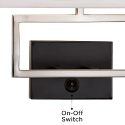 Possini Euro Design Modern Wall Lamp With USB Port Brushed Nickel Plug-In 12" Light Fixture Rectangular Fabric Shade For Bedroom House -Possini Euro Design GUEST 4c33e692 01f0 4e17 8a3f de05bd3fd3dc