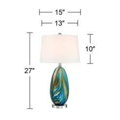 Possini Euro Design Pablo 27" Tall Modern Table Lamp Table Top Dimmer Blue Art Glass Single Living Room Bedroom Bedside Nightstand House White Shade -Possini Euro Design GUEST 4c54a92f ee62 4a25 a32a 08d4dffda8e2