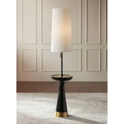 Possini Euro Design Otis Mid Century Modern 66" Tall Standing Floor Lamp Tray Table Pull Chain Black Gold Metal Living Room Bedroom House Reading -Possini Euro Design GUEST 4ce91f47 5ff4 48f0 be89 eebabb96a0a0