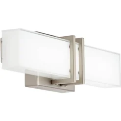 Possini Euro Design Exeter Modern Wall Lights Set Of 2 Brushed Nickel Hardwire 4 1/2" Light Bar LED Fixture White Glass Shade For Bedroom Bathroom -Possini Euro Design GUEST 4d08f9a3 9e6f 4e87 8e1a a13b5471bf00
