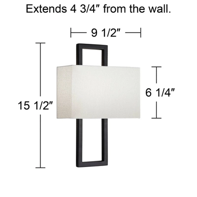 Possini Euro Design Modena Modern Art Deco Wall Light Sconce Black Hardwire 9 1/2" Fixture Silvery Faux Silk Shade For Bedroom Bathroom Vanity Reading 5 Possini Euro Design Modena Modern Art Deco Wall Light Sconce Black Hardwire 9 1/2" Fixture Silvery Faux Silk Shade For Bedroom Bathroom Vanity Reading - Image 3