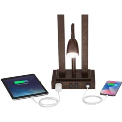 Possini Euro Design Deacon Modern Desk Table Lamp 26" High Bronze With USB And AC Power Outlet In Base LED Reading Light Oatmeal Shade For Office Desk -Possini Euro Design GUEST 4db32ed7 0804 479a af43 afecd341a8a6 1