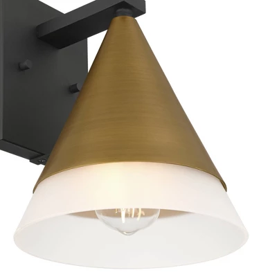 Possini Euro Design Possini Euro Leo 10"H Sand Black And Brass Outdoor Wall Light Set Of 2 4 Possini Euro Design Possini Euro Leo 10"H Sand Black And Brass Outdoor Wall Light Set Of 2 - Image 2