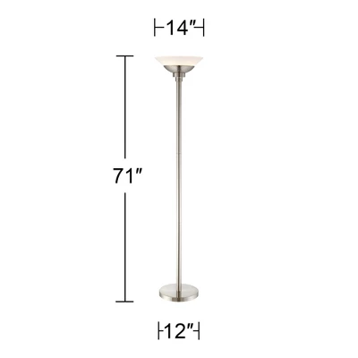 Possini Euro Design Metro Modern Torchiere Floor Lamp 71" Tall Brushed Nickel Frosted White Acrylic Shade For Living Room Reading Bedroom Office House 6 Possini Euro Design Metro Modern Torchiere Floor Lamp 71" Tall Brushed Nickel Frosted White Acrylic Shade For Living Room Reading Bedroom Office House - Image 4
