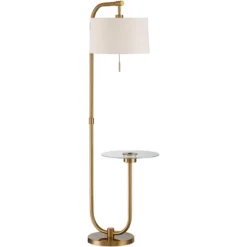 Possini Euro Design Volta Modern Floor Lamp With Tray Table 66" Tall Brass USB Charging Port White Drum Shade For Living Room Bedroom Office House -Possini Euro Design GUEST 504d6ab5 a449 4085 8afb 15f53df7a5ee
