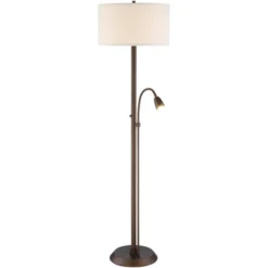 Possini Euro Design Traverse Modern Floor Lamp With LED Gooseneck Reading Light 64" Tall Oil Rubbed Bronze Oatmeal Drum Shade For Living Room Bedroom -Possini Euro Design GUEST 5093fb6e 37a8 4da1 b0ca 4a1cacde8256