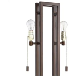 Possini Euro Design Modern Floor Lamp Double Tier 62" Tall Bronze Oat Meal Linen Rectangular Shade For Living Room Reading Bedroom Office -Possini Euro Design GUEST 50ef0a72 ee7a 47f8 a819 447e130c79cb