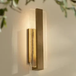 Possini Euro Design Possini Euro Cascadia 18"H Brass Piastra Glass LED Outdoor Wall Light
