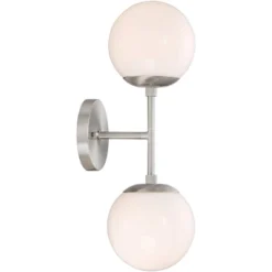 Possini Euro Design Oso Mid Century Modern Wall Light Sconce Brushed Nickel 6" 2-Light Fixture Opal Glass For Bedroom Bathroom Vanity Living Room Home -Possini Euro Design GUEST 5338718c 3527 452c a532 cae1d58dc83b