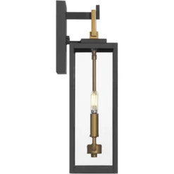 Possini Euro Design Possini Euro Trystin 18"H Black & Brass 2-Light Outdoor Wall Light -Possini Euro Design GUEST 5365b0cf 0e59 4650 aefa eadf0668370d