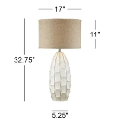 Possini Euro Design Cosgrove Modern Mid Century Table Lamp 32 3/4" Tall White Glazed Ceramic Beige Fabric Drum Shade For Bedroom Living Room Bedside -Possini Euro Design GUEST 53bf3a95 df5f 48d6 9796 6dc6eda7d7ac