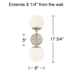 Possini Euro Design Oso Mid Century Modern Wall Light Sconce Brushed Nickel 6" 2-Light Fixture Opal Glass For Bedroom Bathroom Vanity Living Room Home -Possini Euro Design GUEST 53d34881 129e 451f b6a1 6966b9f9733b