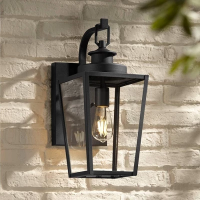 Possini Euro Design Ackerly Modern Outdoor Wall Light Fixture Textured Black 17 1/4" Clear Glass For Post Exterior Barn Deck House Porch Yard Patio 8 Possini Euro Design Ackerly Modern Outdoor Wall Light Fixture Textured Black 17 1/4" Clear Glass For Post Exterior Barn Deck House Porch Yard Patio - Image 6