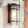 Possini Euro Design Theola Modern Outdoor Wall Light Fixture Bronze LED 16 1/4" Etched Glass Shade For Post Exterior Barn Deck House Porch Yard Patio -Possini Euro Design GUEST 5424404b c359 4e90 97b9 11c60f9ce218